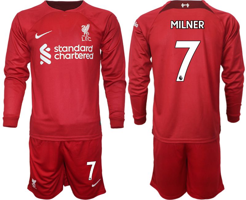 Men 2022-2023 Club Liverpool home long sleeves red 7 Soccer Jersey
